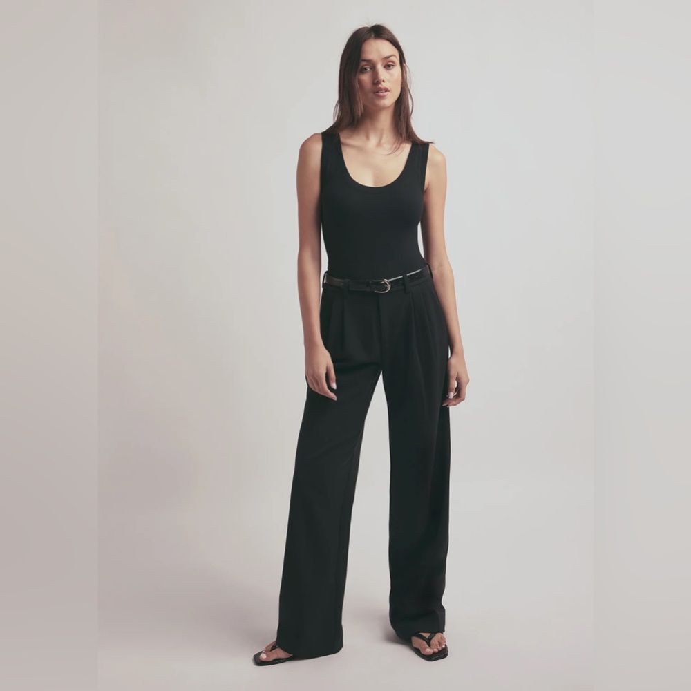 NWT Favorite Daughter Black The Low Favorite Pleated Wide Leg Pant Size 14‎